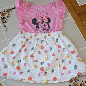 Disney Minnie Mouse Pink and White Floral Dress Brand New Never Worn